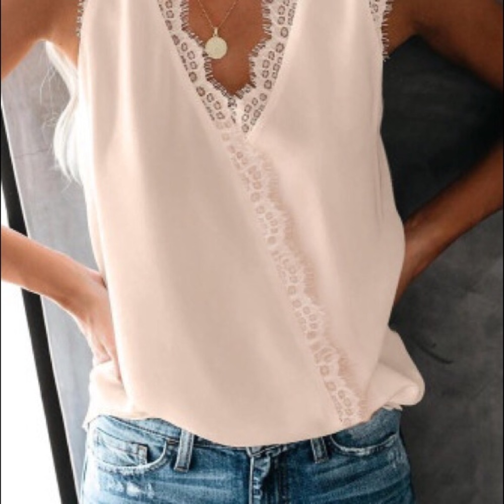 Cream Lace edge Tank Blouse